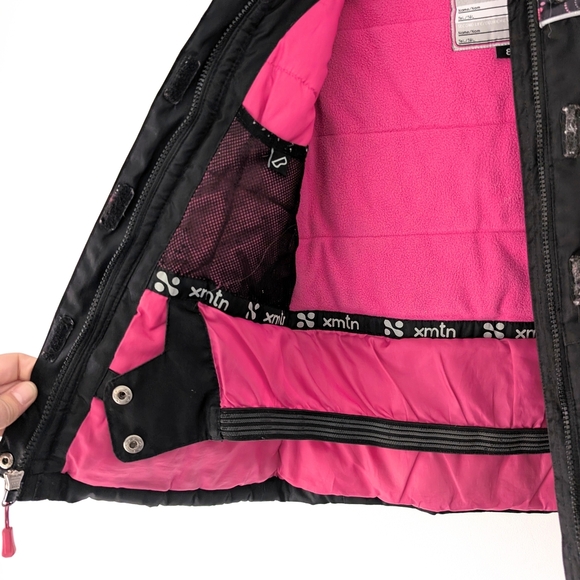 XMTN Girls Black + Pink Warm Winter Coat ~ Size 8 - Picture 6 of 9